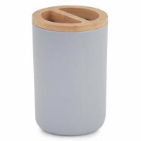 Стакан пластик Бамбук для зубных щеток серый М8057 322973