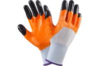 Перчатки нейлон оранжевые с черными пальцами Пер-Нейл-Оранж-R-720