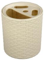 Стакан пластиковый Плетенка для зубных щеток слоновая кость 2535 184698